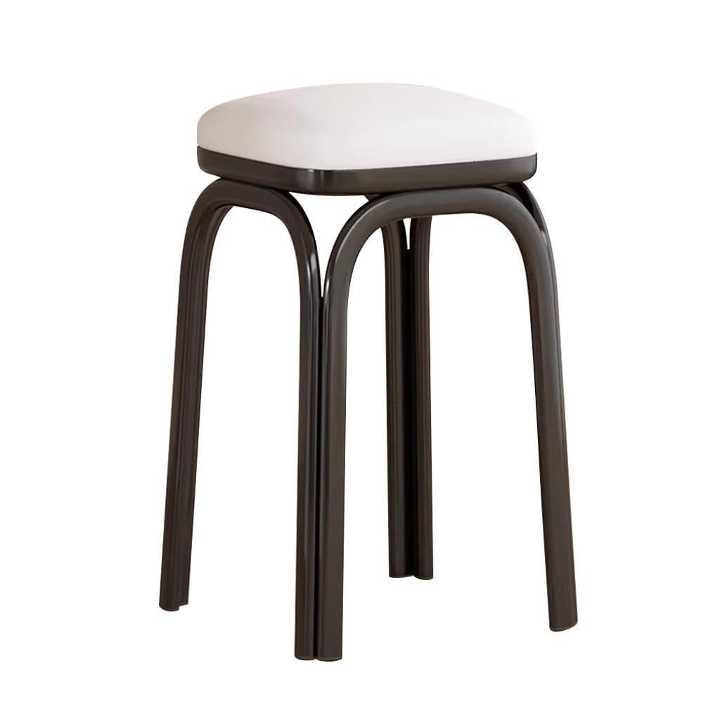 Light Grey Square Stacking Stools with Steel Legs C156