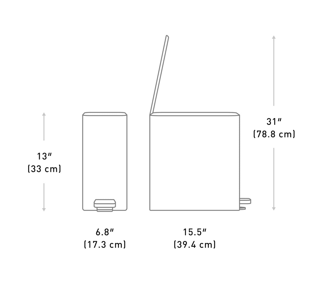 9L Brushed Stainless Steel Slim Step Trash Can S719043