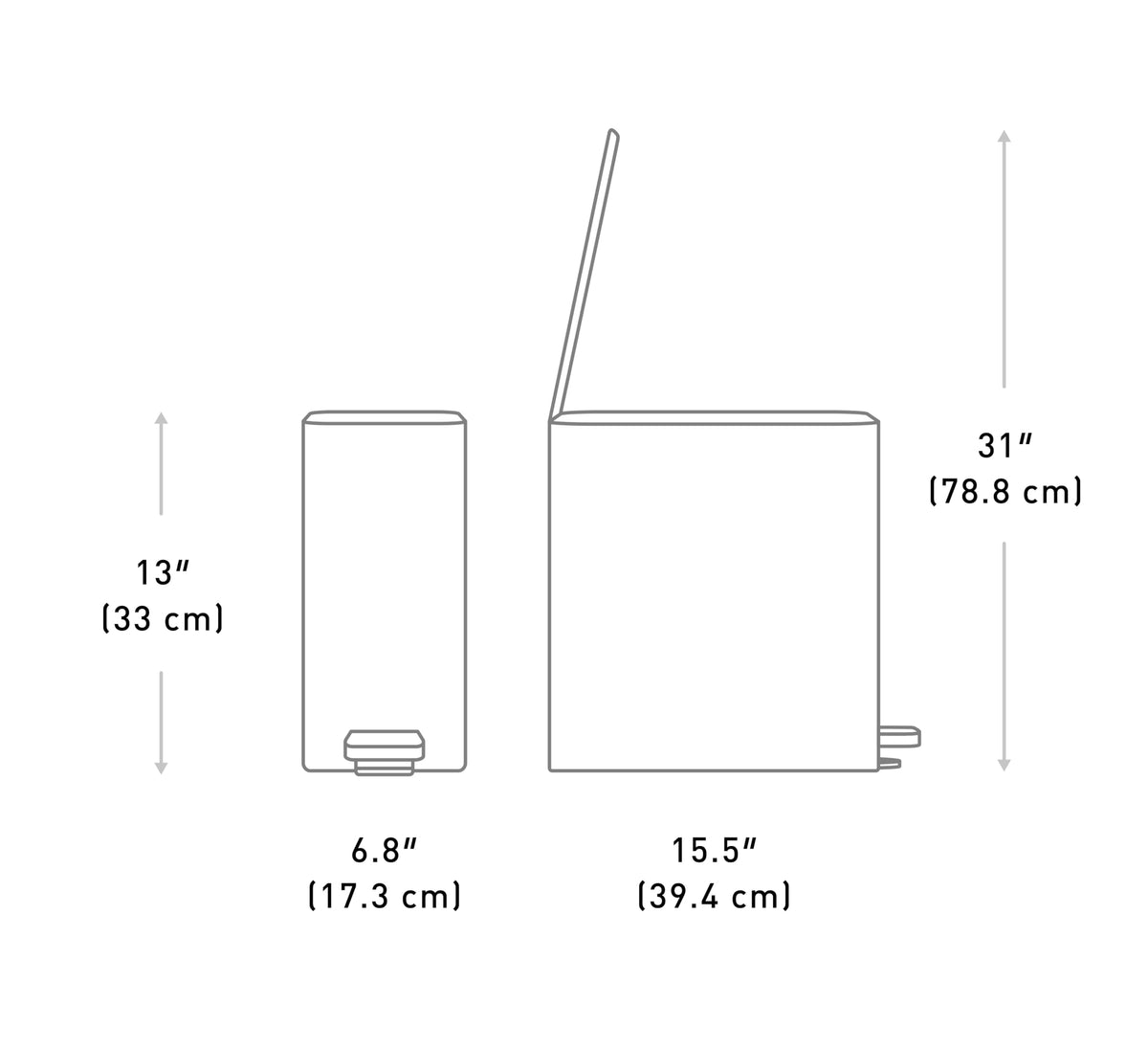 9L Brushed Stainless Steel Slim Step Trash Can S719043