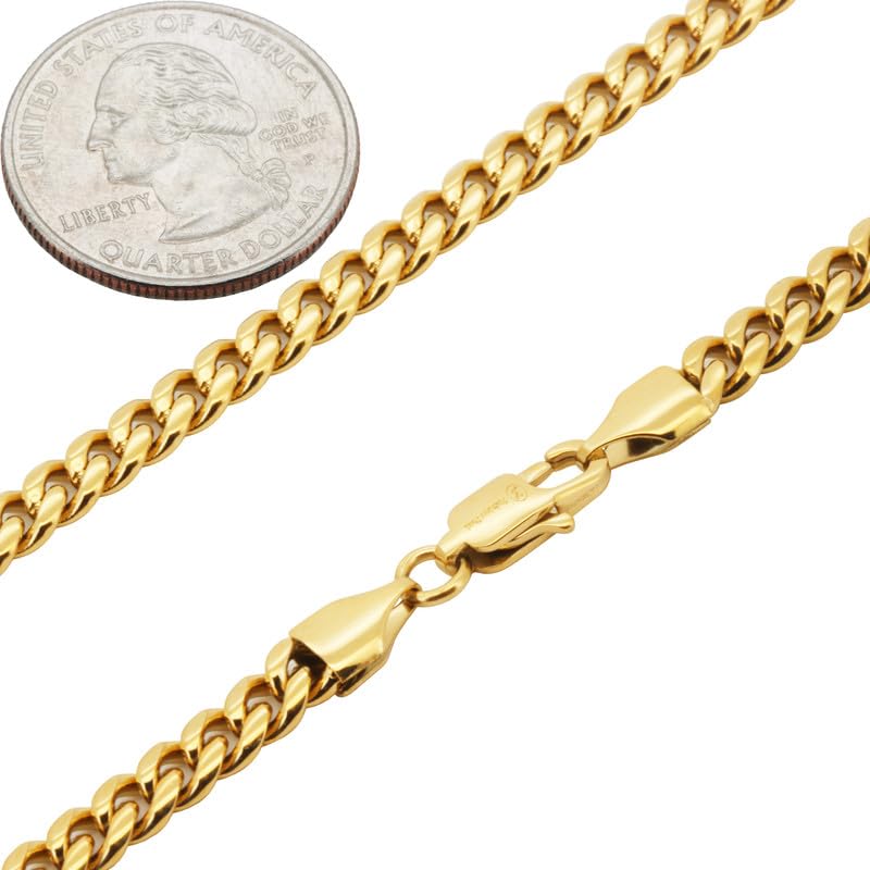 316L Stainless Steel 18k Yellow Gold Plated Cuban Link Chain Necklace Bracelet D574723