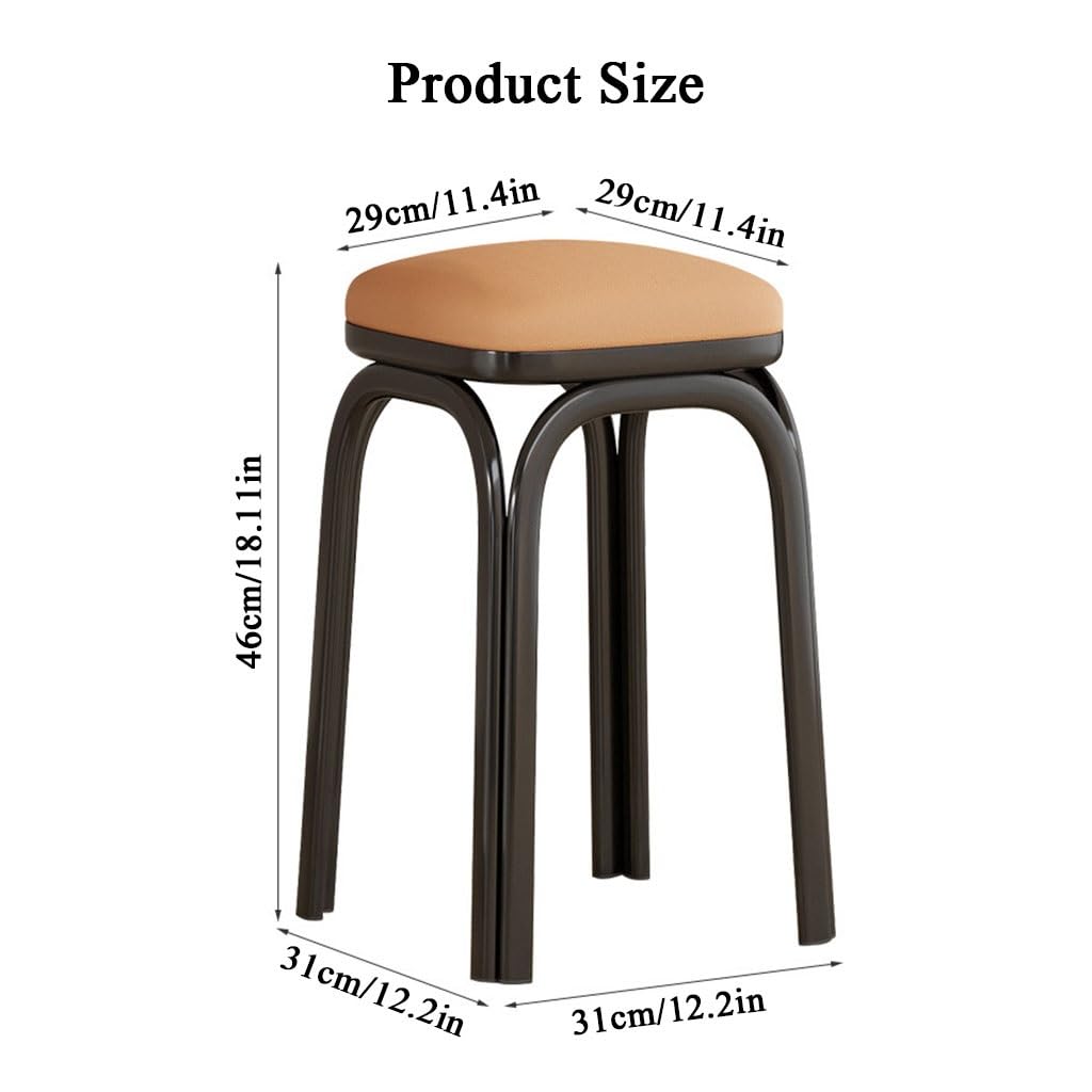 Light Grey Square Stacking Stools with Steel Legs C156