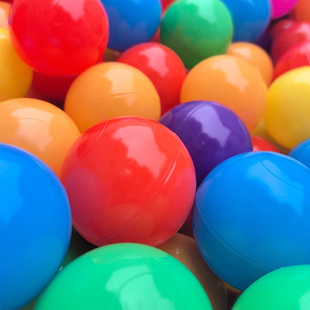 100pcs BPA Free Crush Proof Plastic Ball Pit Balls with Net Bag A24598