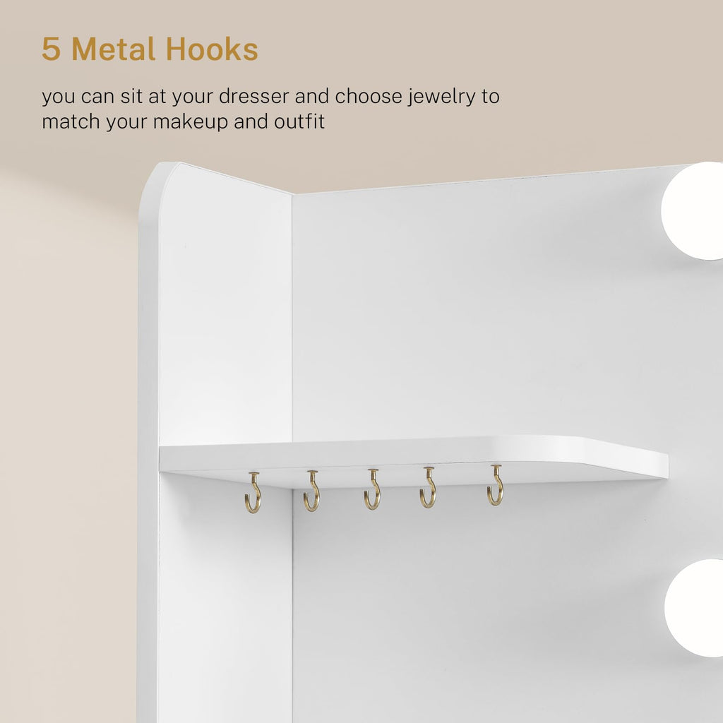 White Vanity Desk with Mirror and Lights M386