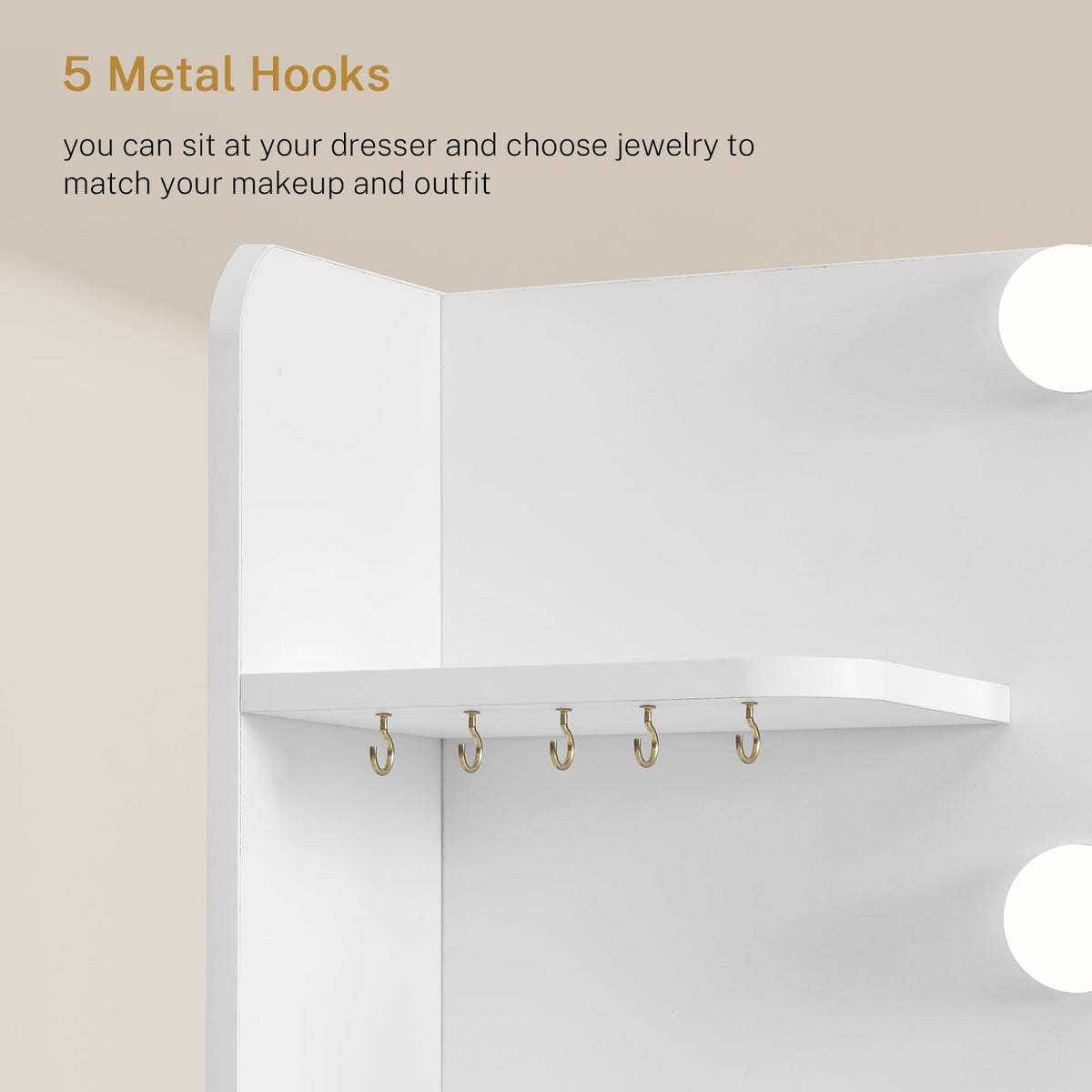 White Vanity Desk with Mirror and Lights M386