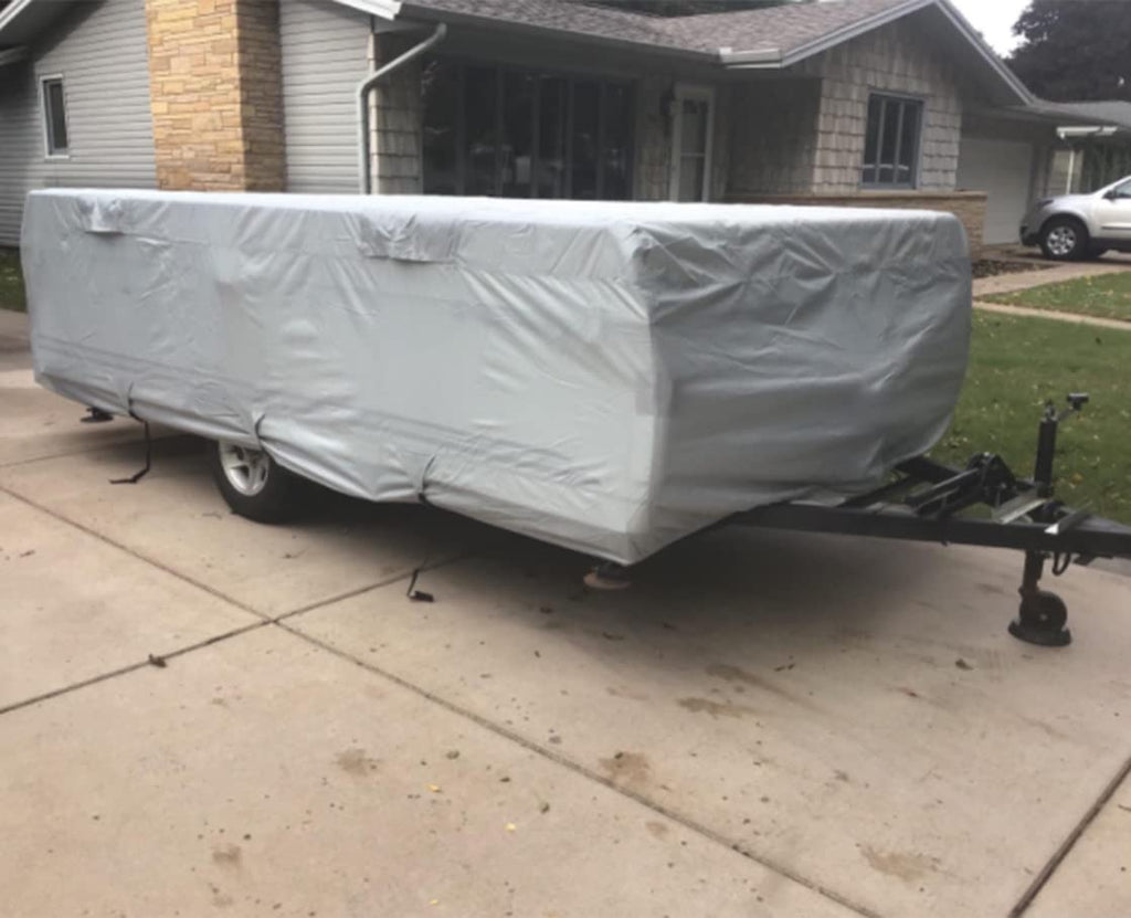 Folding Camper Travel Trailer RV Cover Waterproof 500D Oxford 14'-16' Q906763