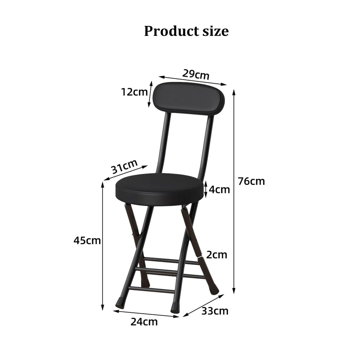 Black Folding Chairs with Cushion 2 Pack L352