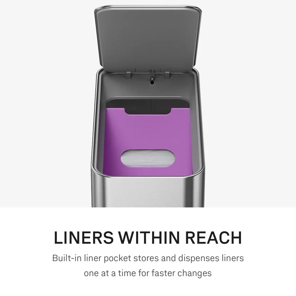 9L Brushed Stainless Steel Slim Step Trash Can S719043