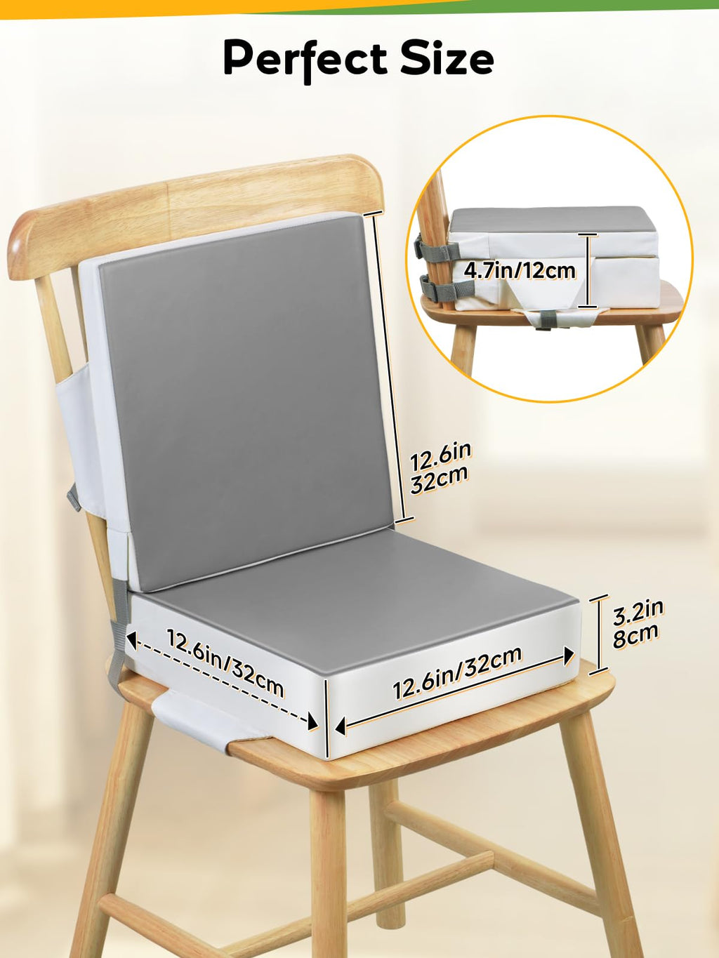 Grey Toddler Booster Seat for Kitchen Chair H694089