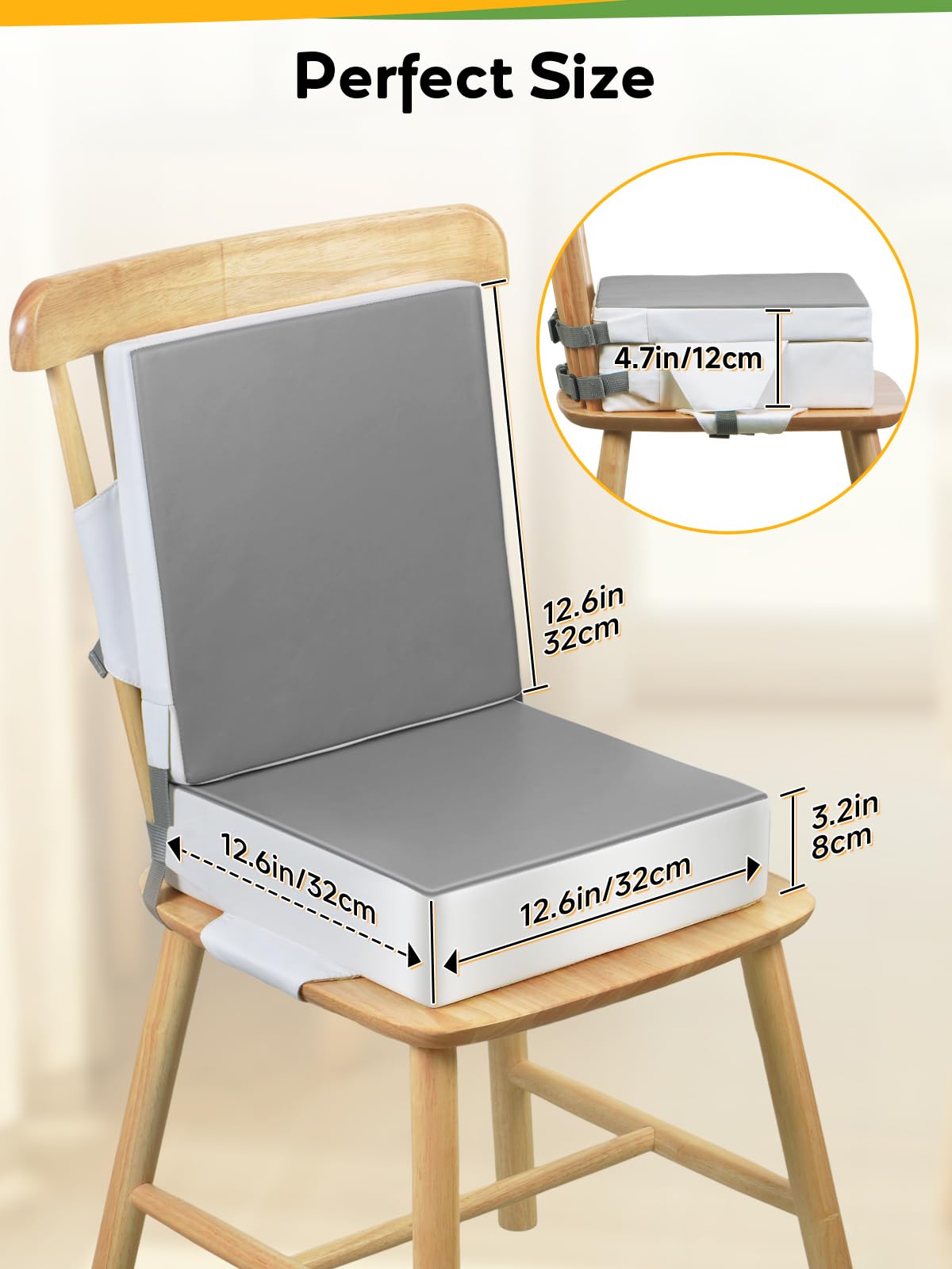 Grey Toddler Booster Seat for Kitchen Chair H694089