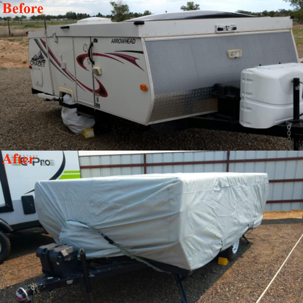 Folding Camper Travel Trailer RV Cover Waterproof 500D Oxford 14'-16' Q906763