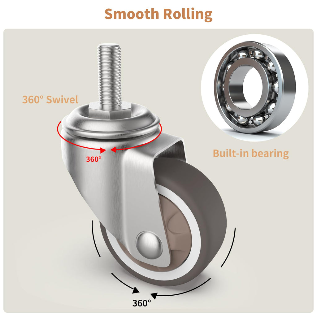 1.25" M6 Swivel Casters, 4 Pcs W137