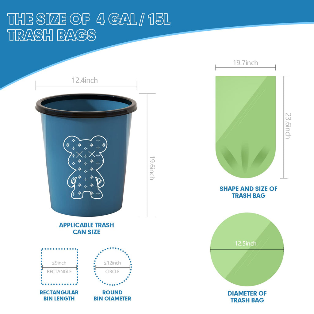 4 Gallon Biodegradable Extra Thick Small Trash Bags A2473