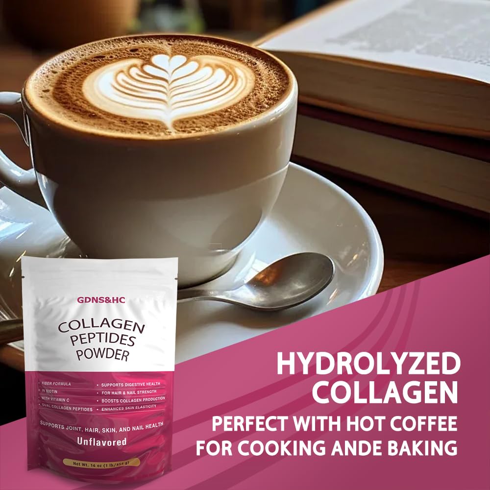 Unflavored Hydrolyzed Collagen Peptides Powder 16 oz I8865