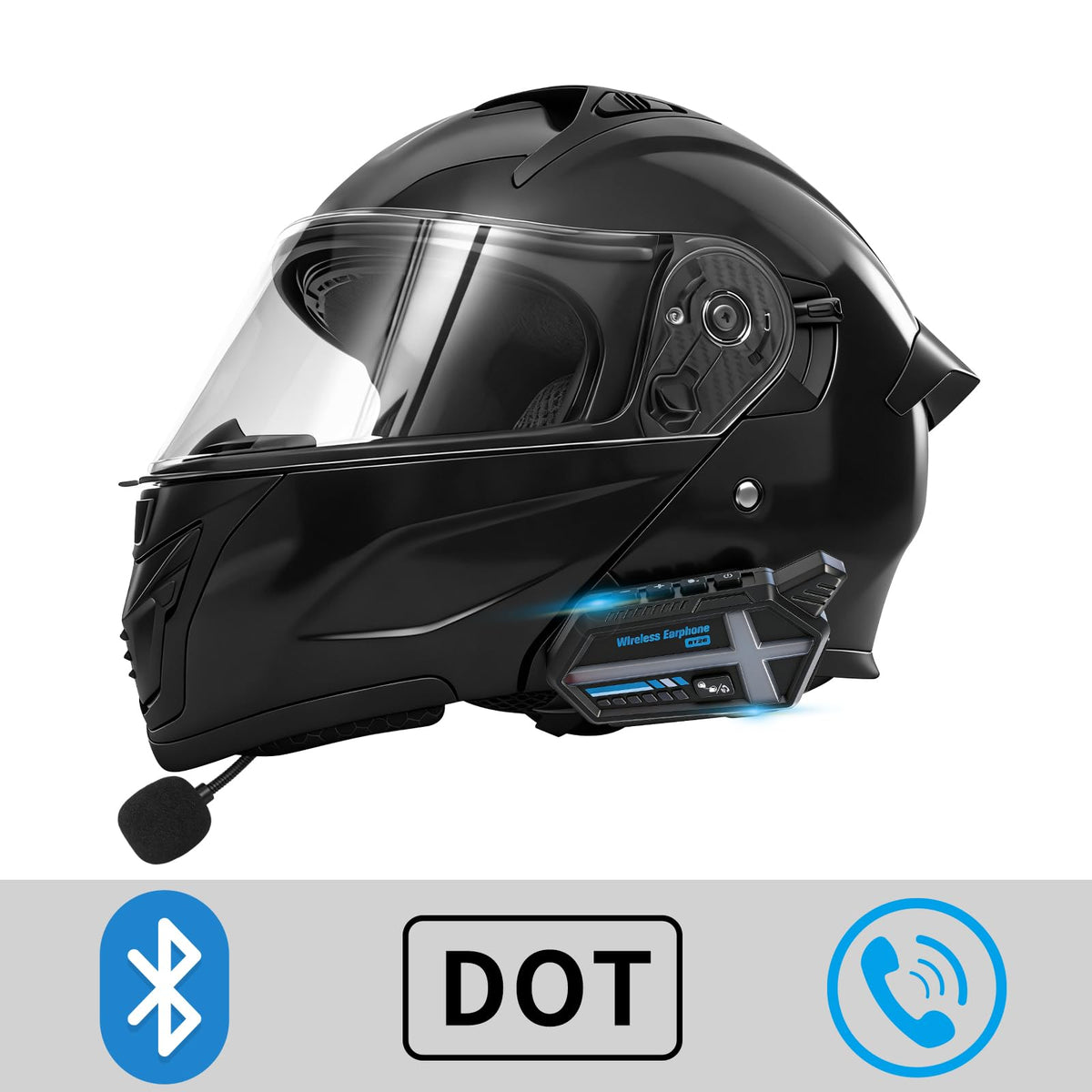 DOT Certified Flip-Up Dual Visor Bluetooth Modular Motorcycle Helmet K245