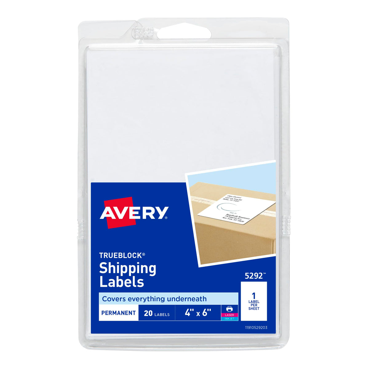 Printable Shipping Labels, 4" x 6", White, 20 Blank Address Labels Y174230
