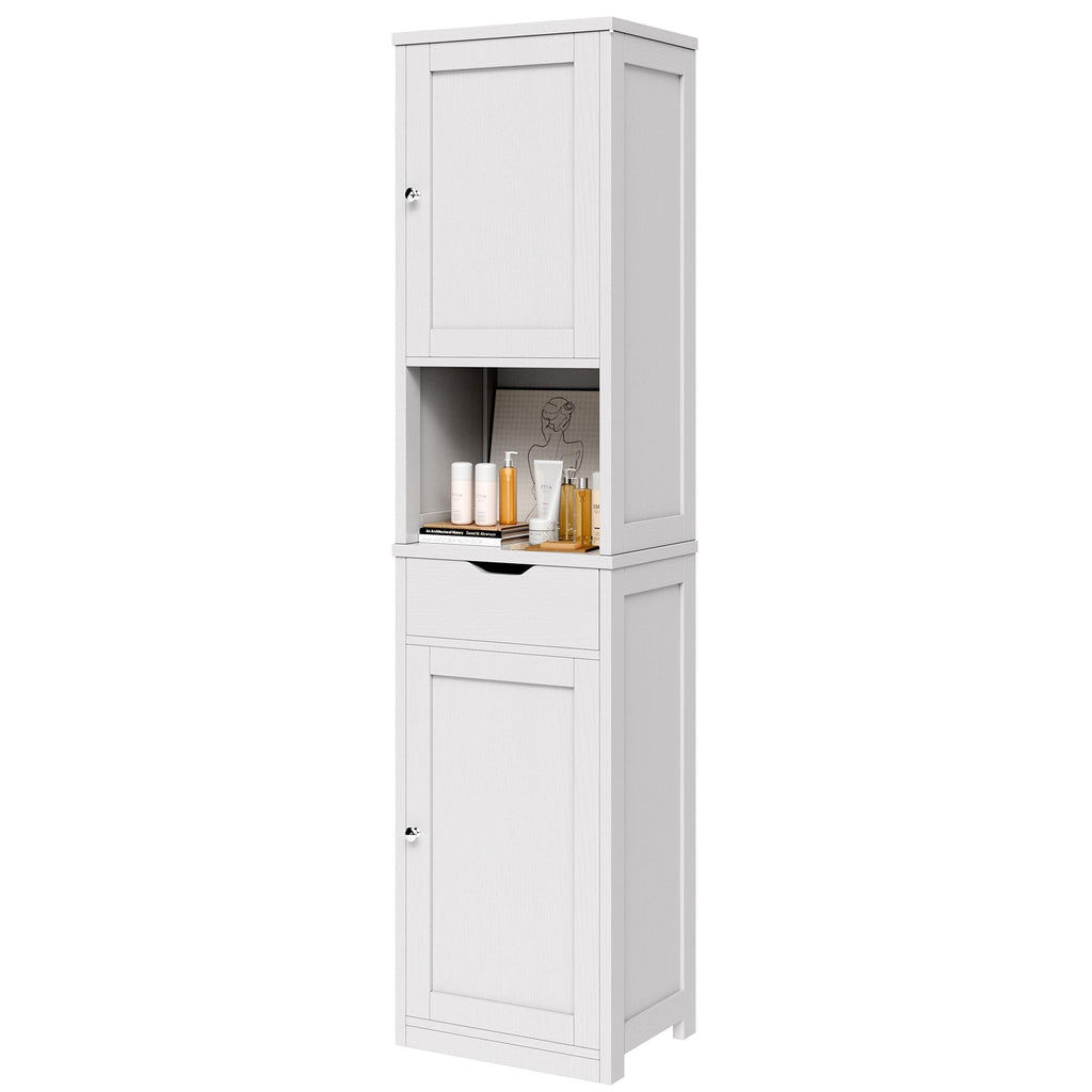 Tall Narrow Bathroom Storage Cabinet with Adjustable Shelves, White E1333
