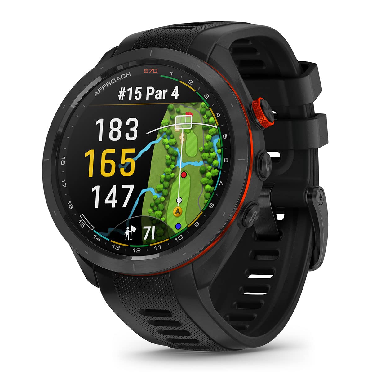 Black 47mm Golf GPS Smartwatch L275497