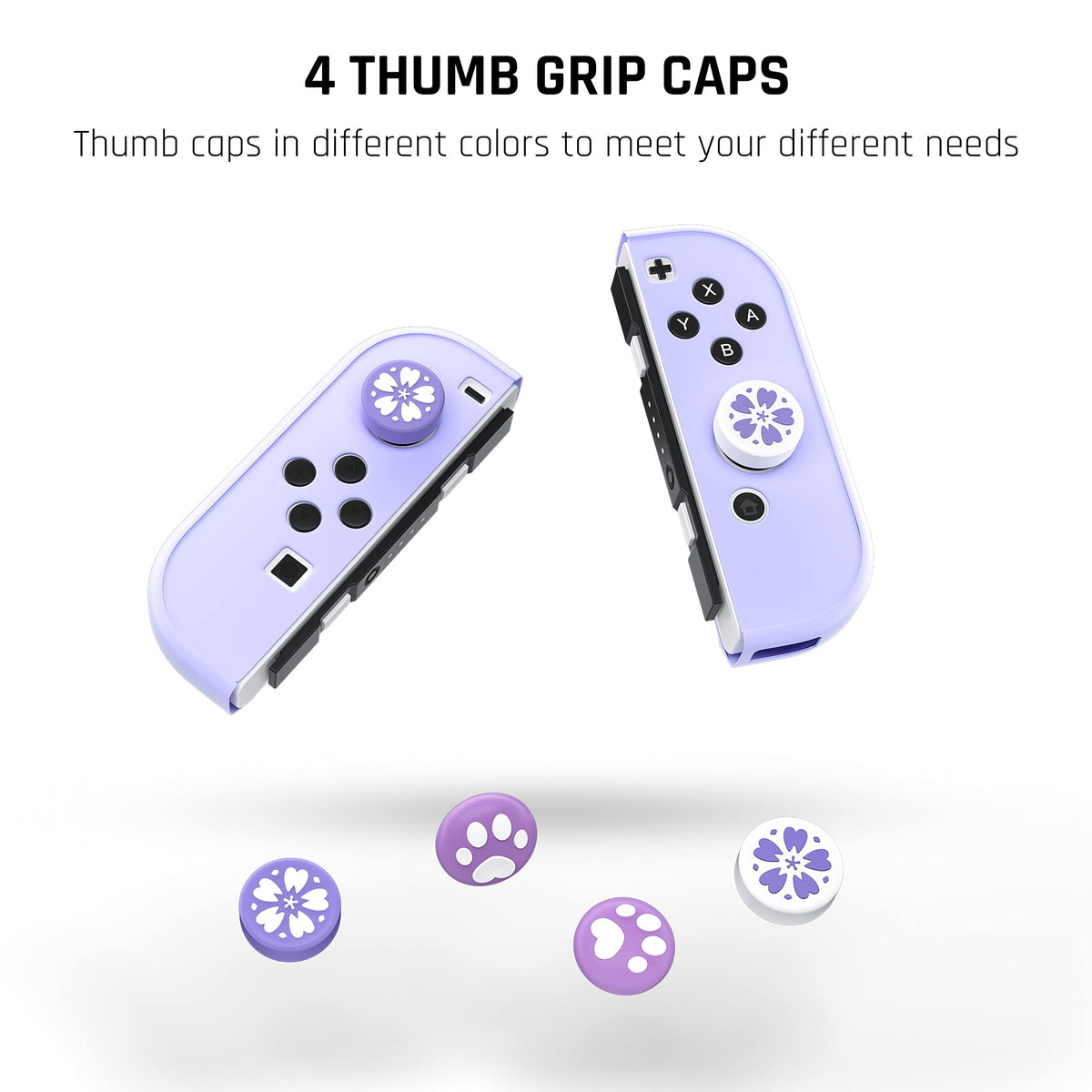 Purple Case for Nintendo Switch OLED Model with Screen Protector and 4 Thumb Grip Caps D78996