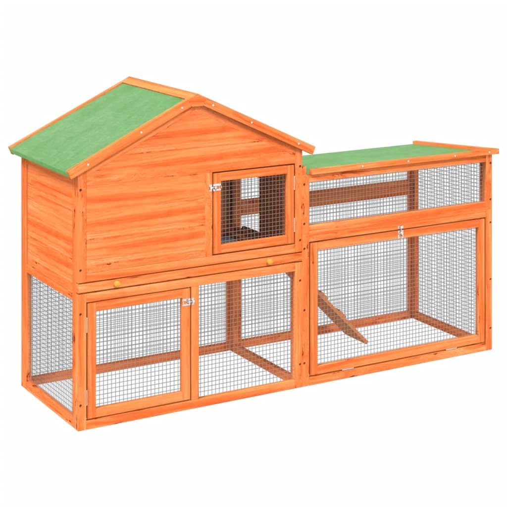 2-Tier Wooden Rabbit Hutch Small Animal Cage F664755