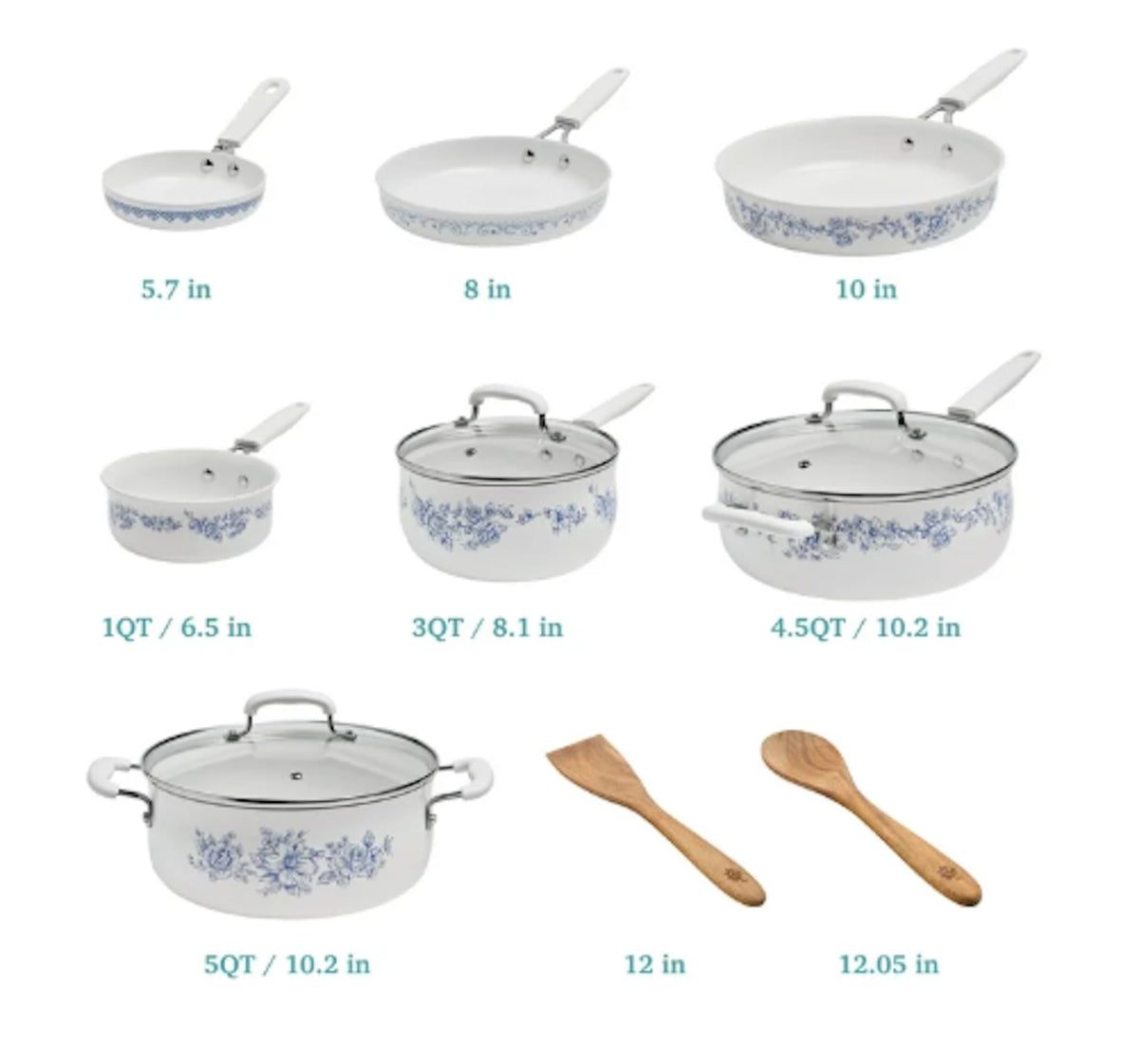 Blue 12-Piece Aluminum Ceramic Cookware Set N1783