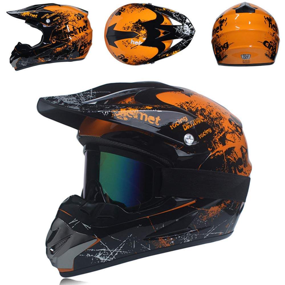 Orange DOT Certified Motocross Helmet H6021