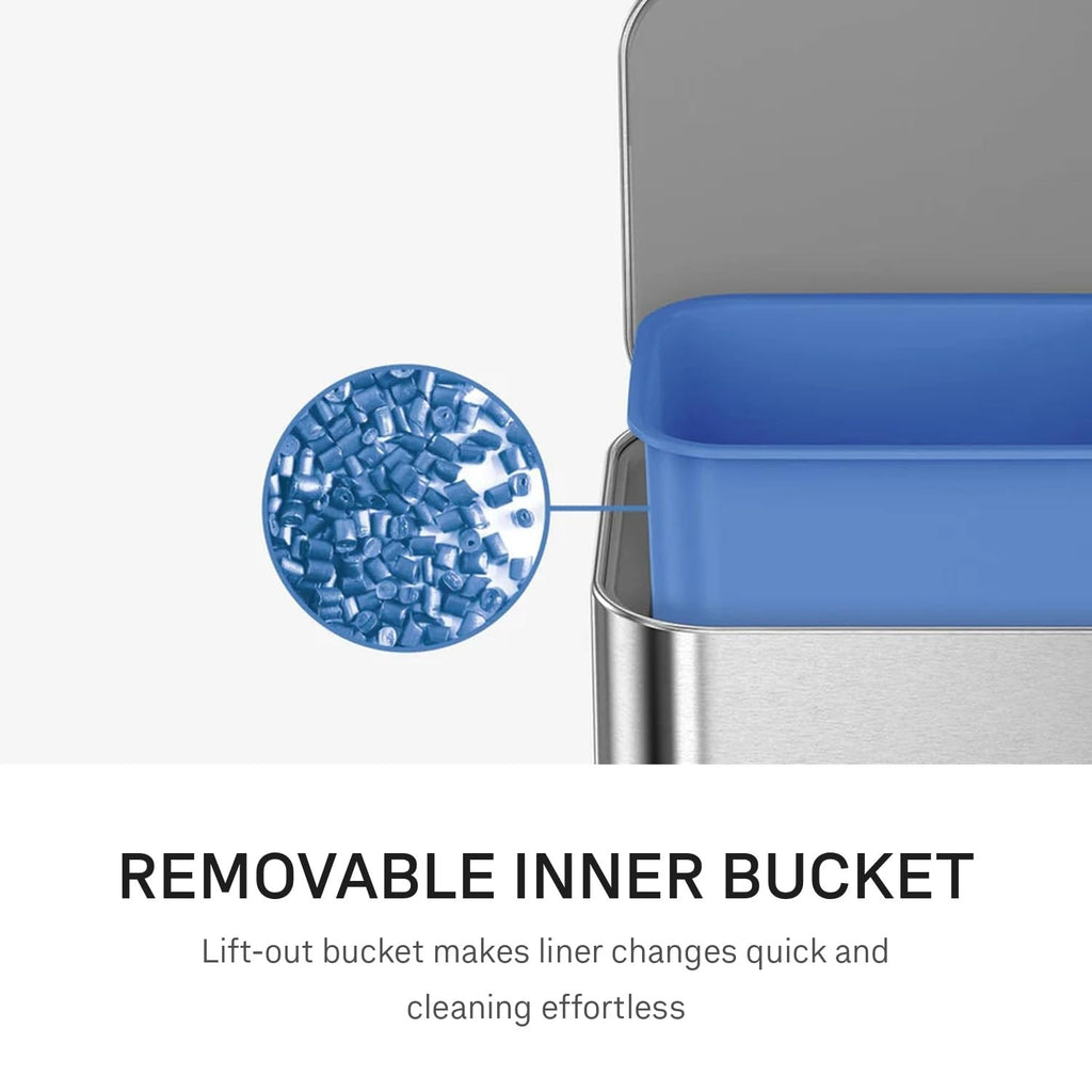 9L Brushed Stainless Steel Slim Step Trash Can S719043
