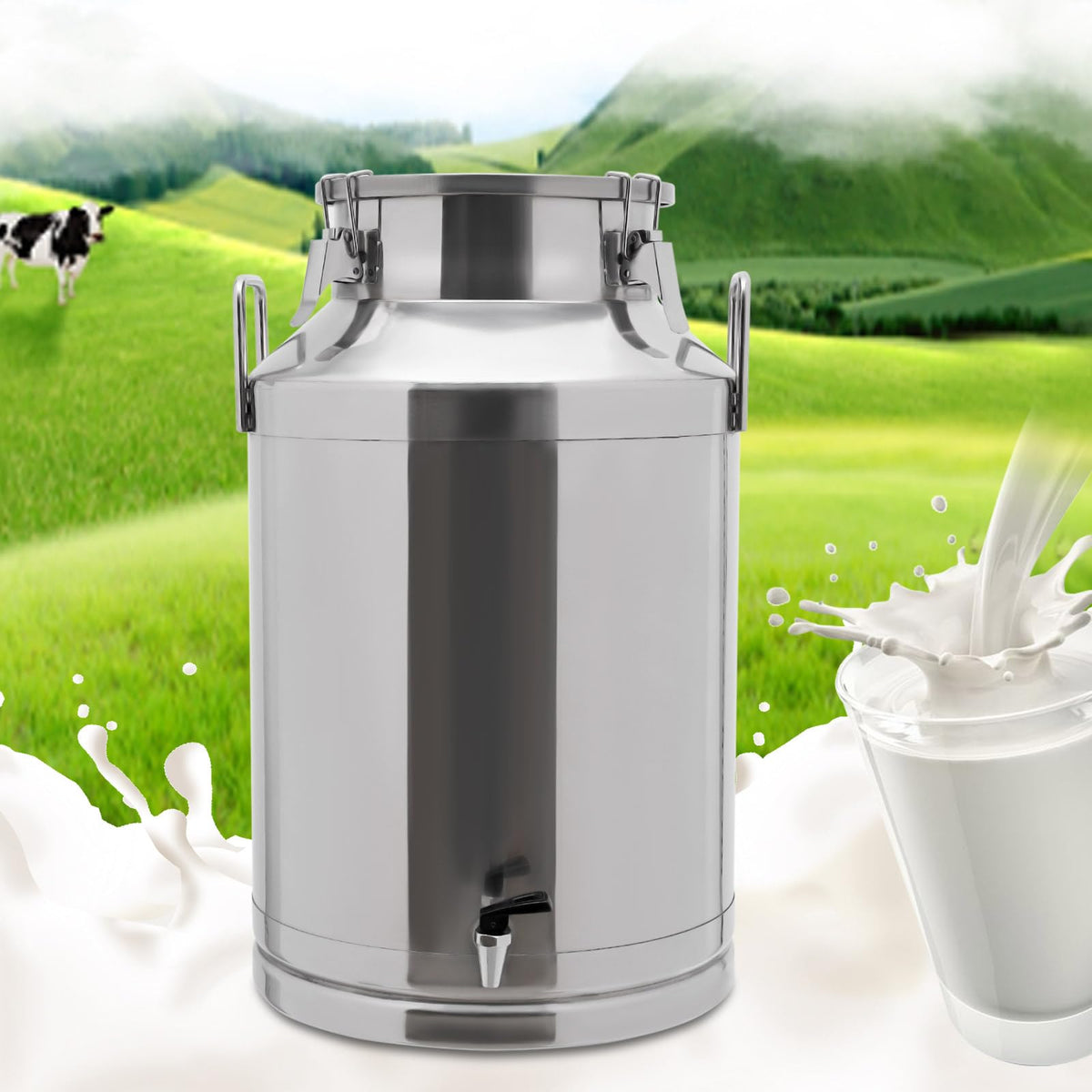 60L Stainless Steel Milk Can with Faucet and Sealed Lid G418951