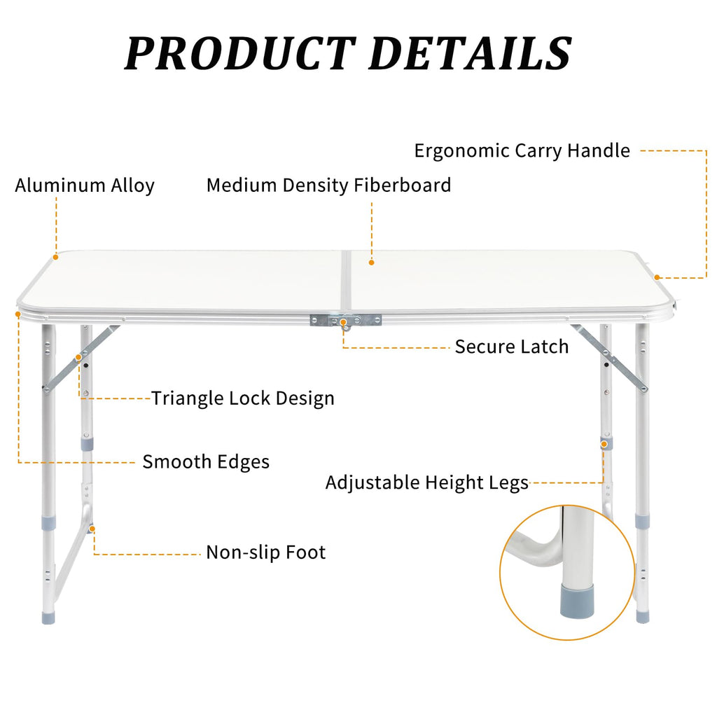 Folding Portable Camping Table White C598042