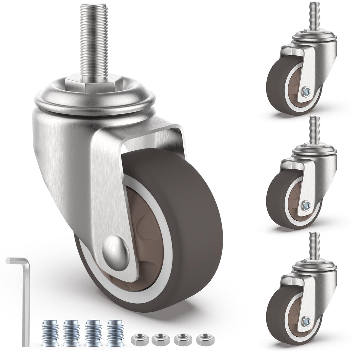 1.25" M6 Swivel Casters, 4 Pcs W137