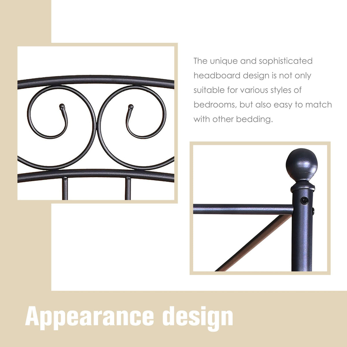 Black Four-Poster Metal Canopy Bed Frame I197604