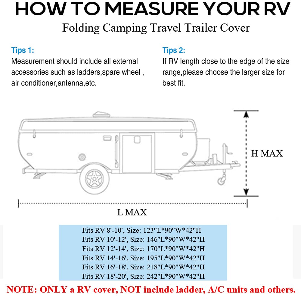 Folding Camper Travel Trailer RV Cover Waterproof 500D Oxford 14'-16' Q906763