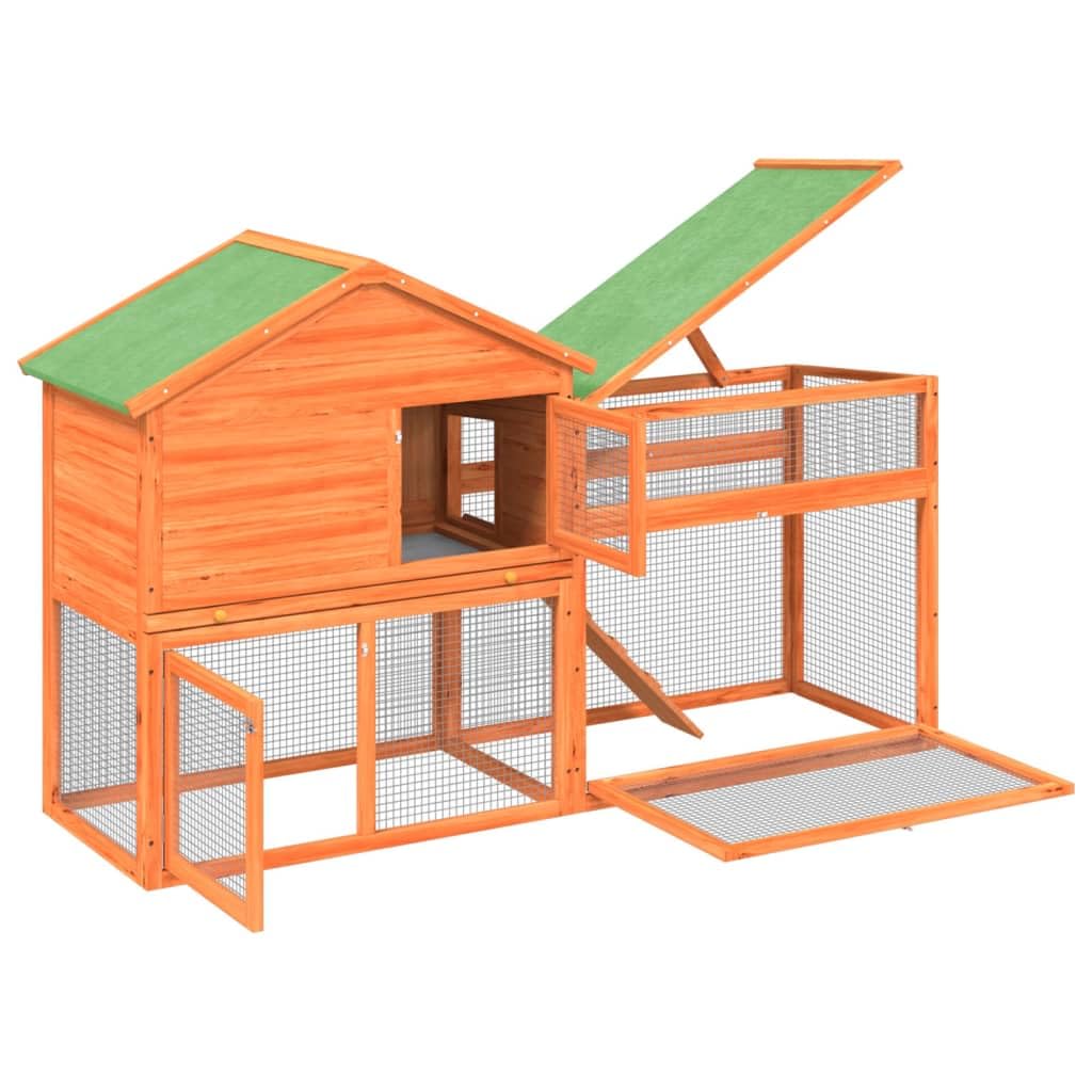 2-Tier Wooden Rabbit Hutch Small Animal Cage F664755