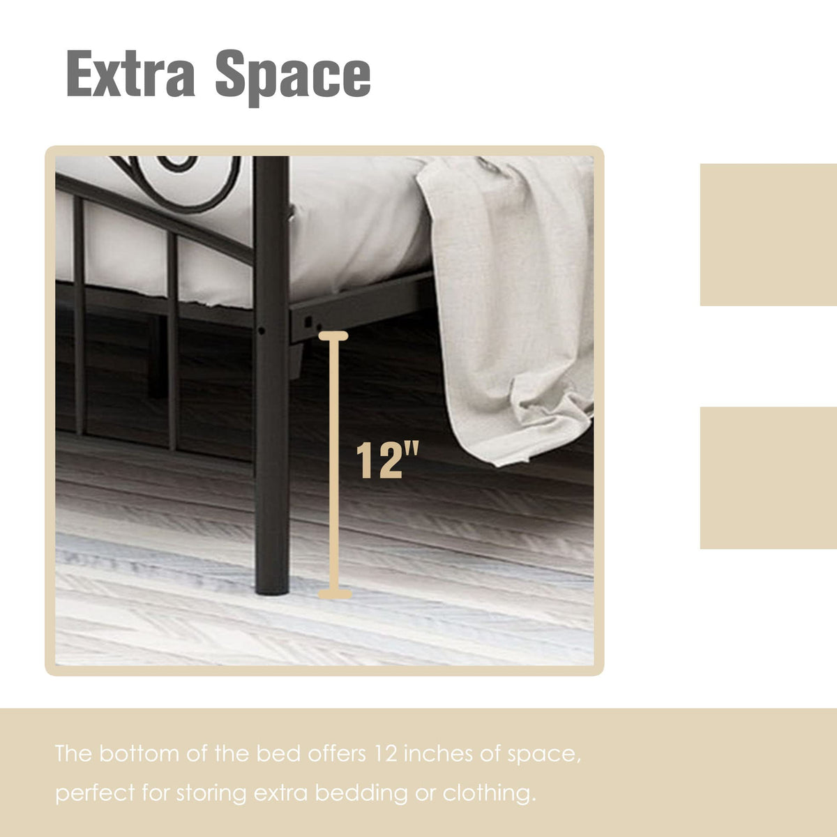 Black Four-Poster Metal Canopy Bed Frame I197604