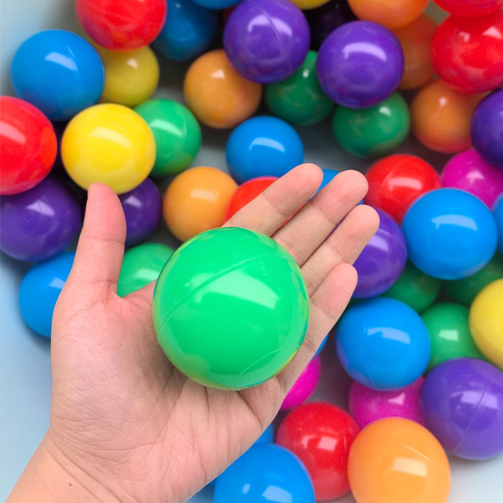 100pcs BPA Free Crush Proof Plastic Ball Pit Balls with Net Bag A24598