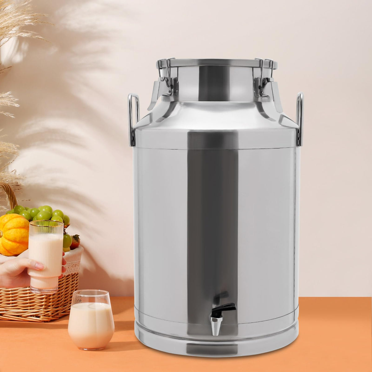 60L Stainless Steel Milk Can with Faucet and Sealed Lid G418951