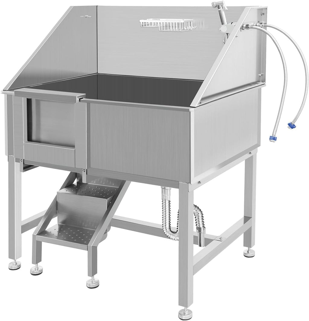 38" Stainless Steel Dog Grooming Tub with Ramp L556208