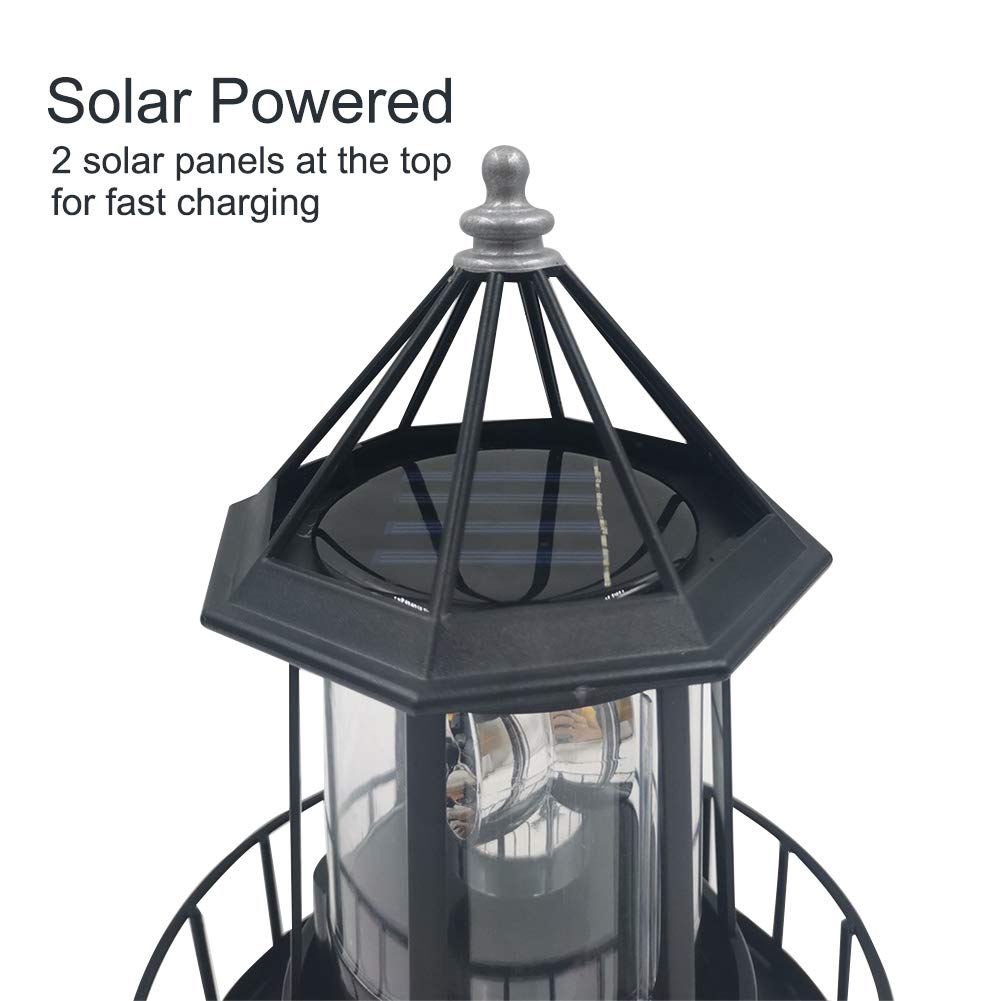 Solar Powered Lighthouse LED Rotating Waterproof Lawn Light Y4201