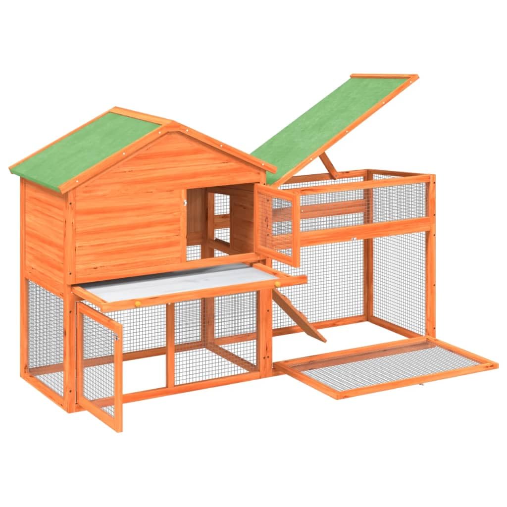 2-Tier Wooden Rabbit Hutch Small Animal Cage F664755
