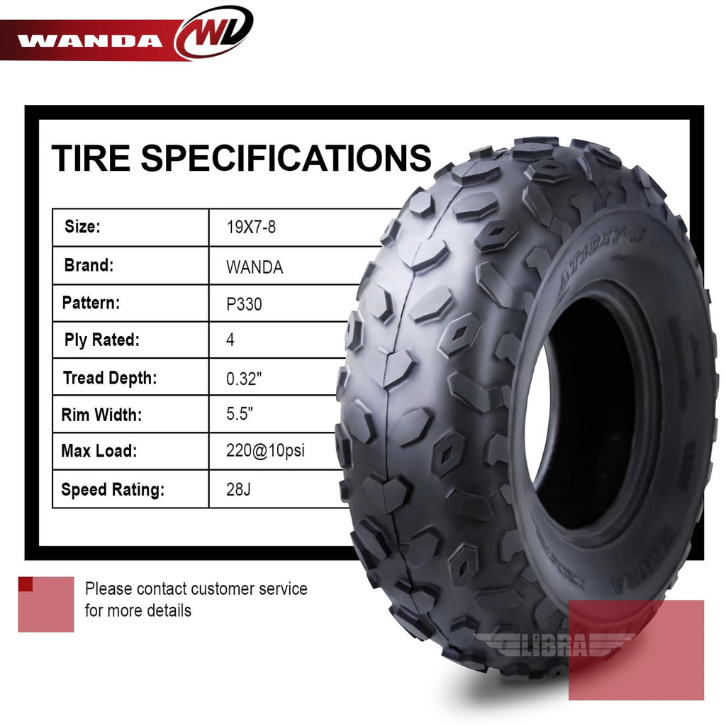 2 New Sport ATV Tires 19x7-8 4PR U189