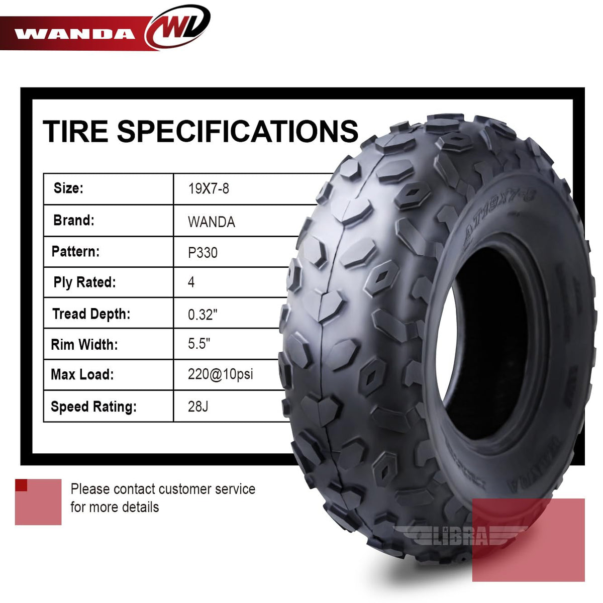 2 New Sport ATV Tires 19x7-8 4PR U189
