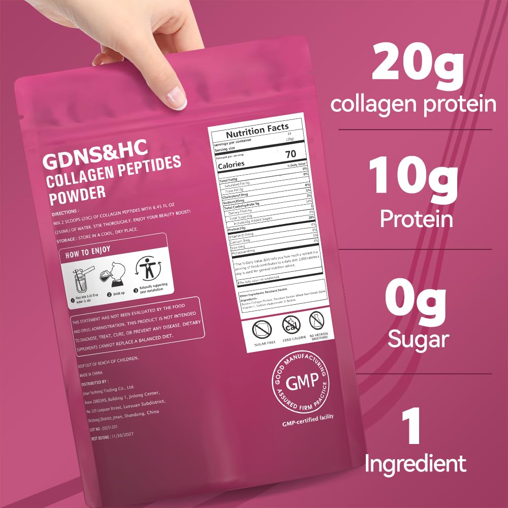 Unflavored Hydrolyzed Collagen Peptides Powder 16 oz I8865