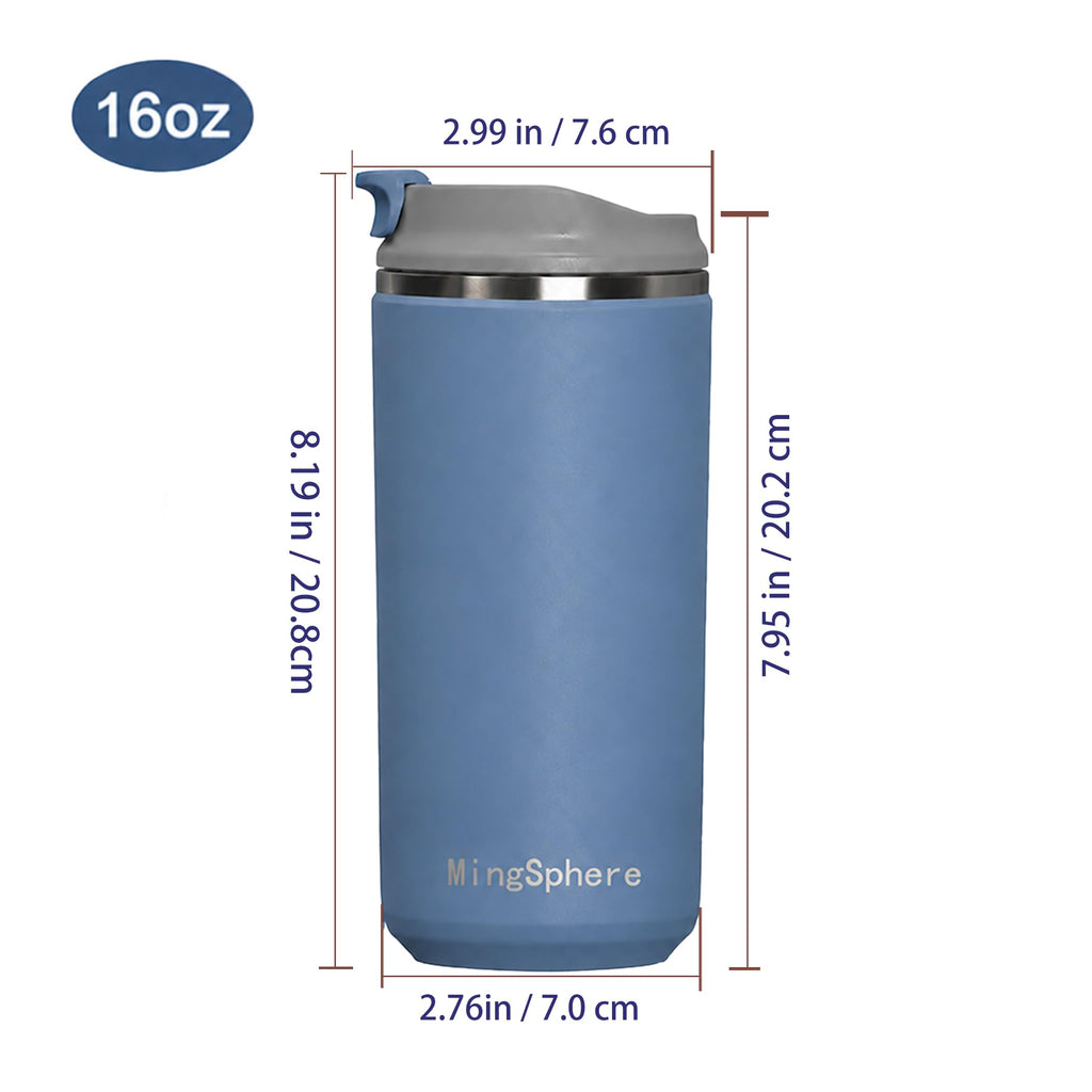 16oz Insulated Stainless Steel Coffee Cup with Flip Lid, Blue R5380