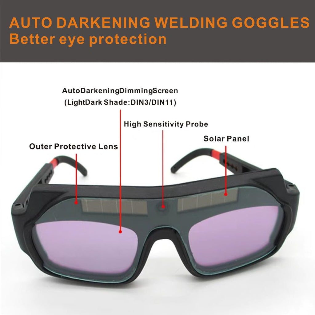 Auto Darkening Welding Glasses with Gloves and PC Lens X86908