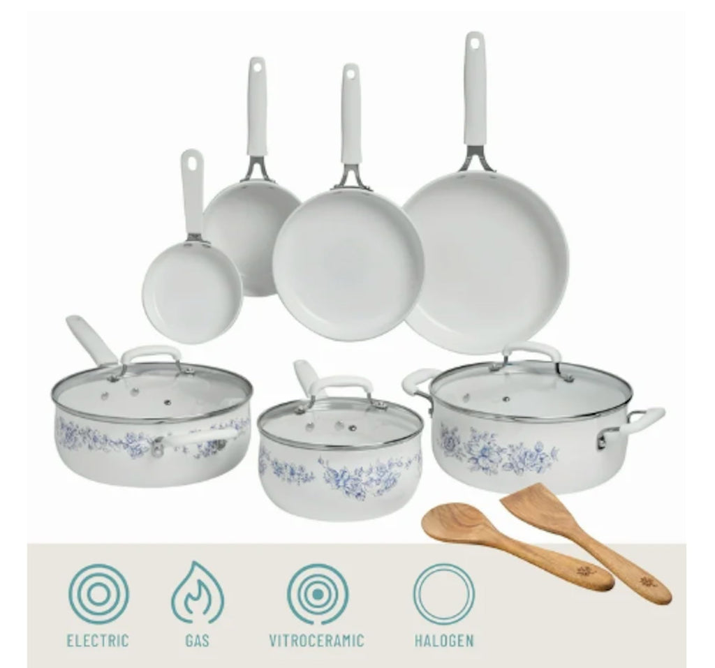 Blue 12-Piece Aluminum Ceramic Cookware Set N1783