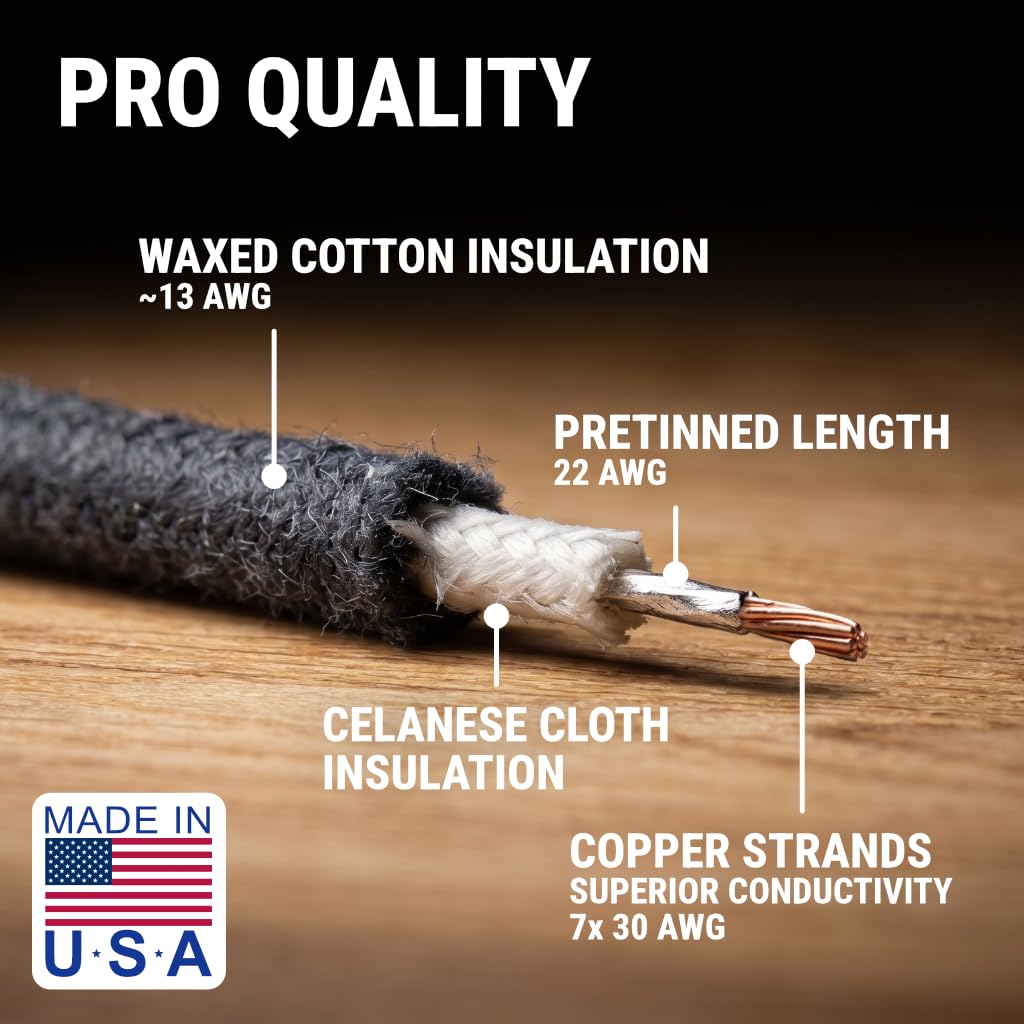 Cloth Wire for Electric Guitar, 22awg Pre-tinned Stranded Copper Wire C18044