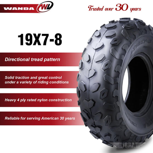2 New Sport ATV Tires 19x7-8 4PR U189