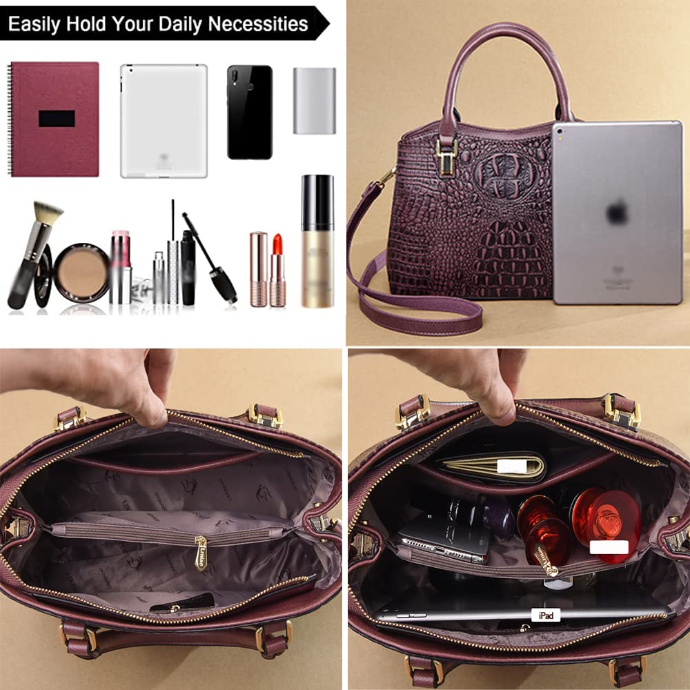 Crocodile Leather Satchel Handbag with Shoulder Strap W862877