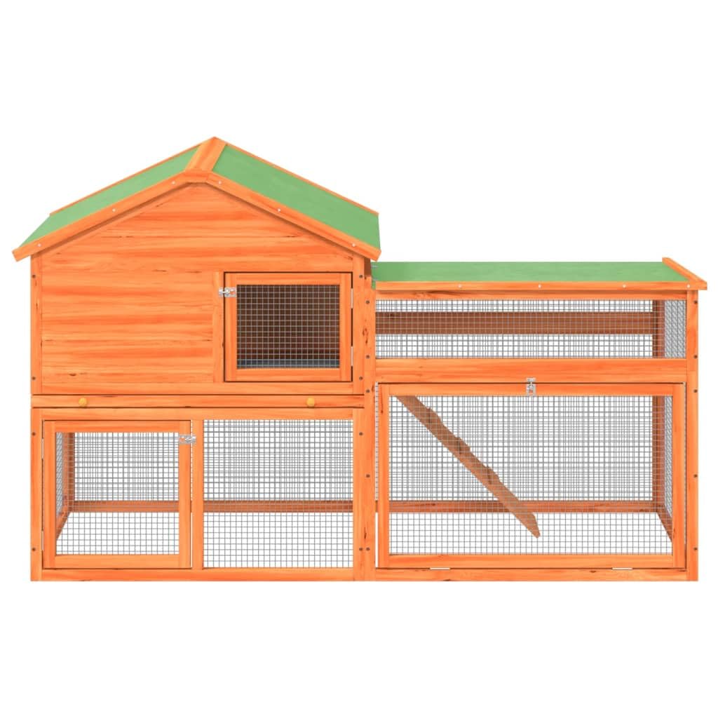 2-Tier Wooden Rabbit Hutch Small Animal Cage F664755