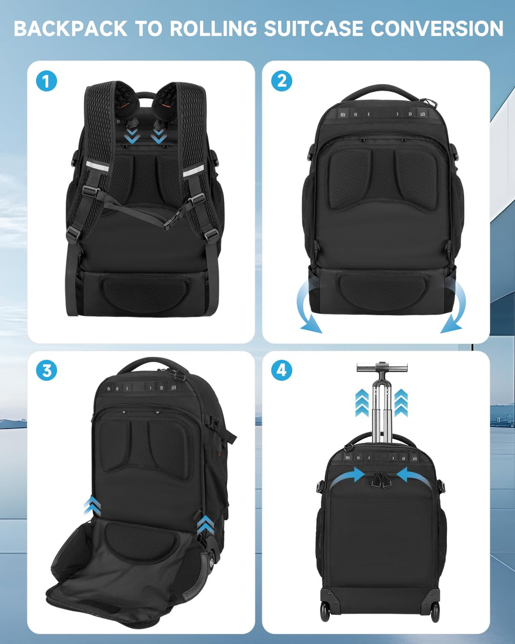2-in-1 Detachable Backpack with Wheels N36873