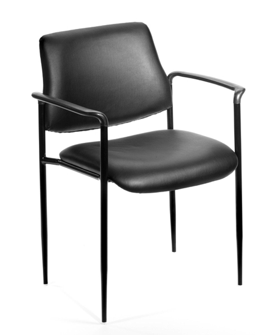 Black Caressoft Stacking Chair with Arm O69266